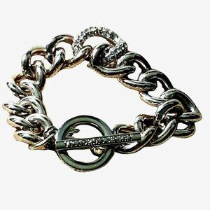 Victorias Secret Bracelet Chunky Chain Rhinestone Toggle Latch Angel Win…